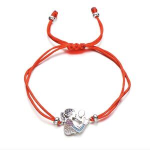 Mom & Baby Newborn New Mom Silver Red Cord Bracelet